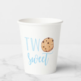 Melk en koekjes blauw 2e verjaardag twee zoete papieren bekers