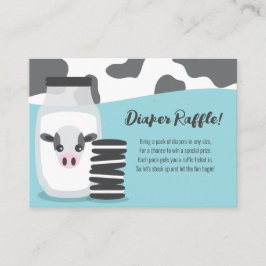 Melk en koekjes Blauw Baby shower Luier Raffle Informatiekaartje