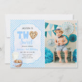 Melk en koekjes Blauw Twee Zoete 2e Verjaardag Fot Kaart (Voorkant)