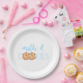 Melk en koekjes blauw Verjaardagsfeest Papieren Bordje (Feest)
