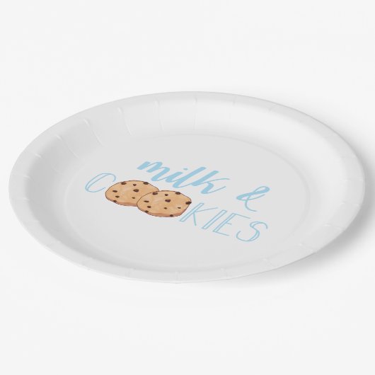 Melk en koekjes blauw Verjaardagsfeest Papieren Bordje (Gekanteld)