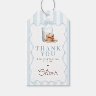 Melk en koekjes Blauw Verjaardagsfeestje Favor Cadeaulabel
