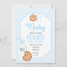 Melk en koekjes blauwe baby shower