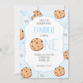 Melk en koekjes blauwe jongen eerste verjaardag kaart (Voorkant)