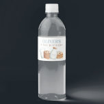 Melk en koekjes Blauwe Verjaardag Waterfles Etiket<br><div class="desc">Schattigee melk en koekje thema waterfles labels met gingham.</div>