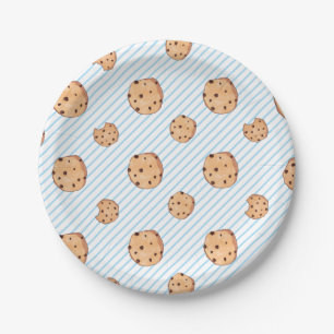 Melk en Koekjes Blauwe Verjaardags Papieren Bord