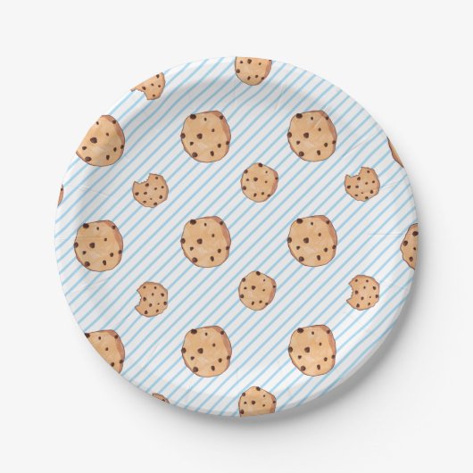 Melk en Koekjes Blauwe Verjaardags Papieren Bord (Voorkant)