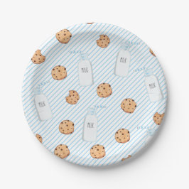 Melk en Koekjes Blauwe Verjaardags Papieren Bord