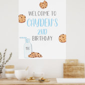 Melk en Koekjes Blauwe Verjaardags Welkom Poster (Keuken)