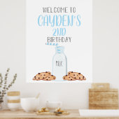 Melk en Koekjes Blauwe Verjaardags Welkom Poster (Keuken)