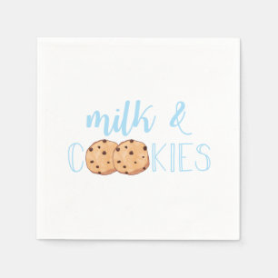 Melk en koekjes blauwe verjaardagsfeest servet