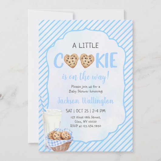 Melk en koekjes Blue Baby Boy Shower Party Kaart (Voorkant)