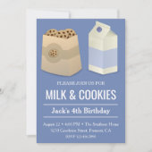 Melk en koekjes Blue Birthday Boy Party Invite Kaart (Voorkant)