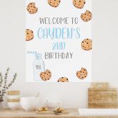 Melk en koekjes Blue Birthday Welcome Poster (Keuken)