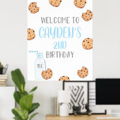 Melk en koekjes Blue Birthday Welcome Poster (Thuiskantoor)