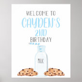 Melk en koekjes Blue Birthday Welcome Poster (Voorkant)