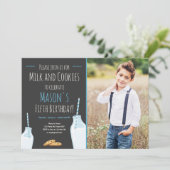 Melk en koekjes Blue Boy Birthday Party Kaart (Staand voorkant)