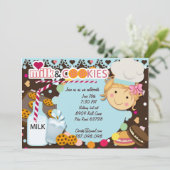 Melk en koekjes chocolade meisjes verjaardagsfeest kaart (Staand voorkant)
