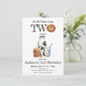 Melk en koekjes Draaien Twee Verjaardagsfeest Kaart (Staand voorkant)