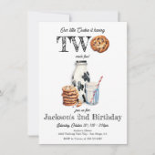 Melk en koekjes Draaien Twee Verjaardagsfeest Kaart (Voorkant)