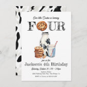 Melk en koekjes Draaien van vier verjaardagsfeestj Kaart (Voorkant / Achterkant)