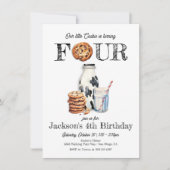 Melk en koekjes Draaien van vier verjaardagsfeestj Kaart (Voorkant)