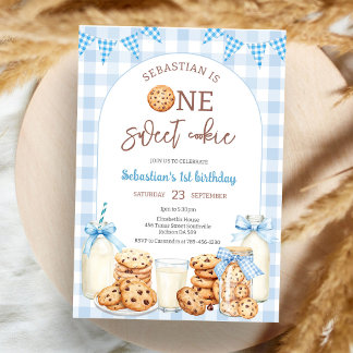 Melk en Koekjes Eén Zoete Koek 1e Verjaardag Kaart