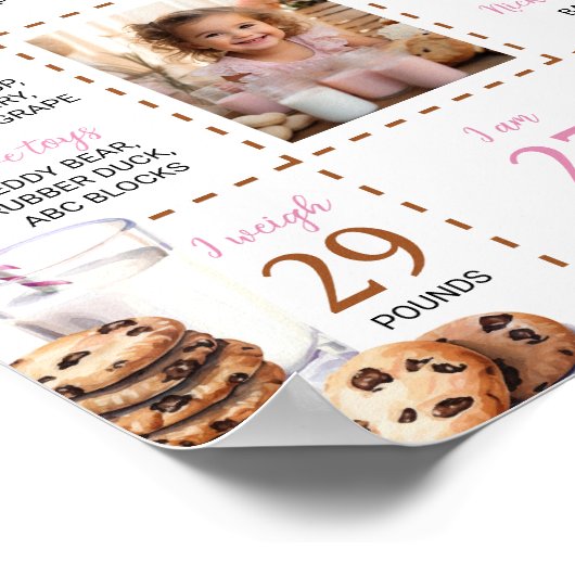 Melk en koekjes Eerste Verjaardag Milestone Poster (Hoek)