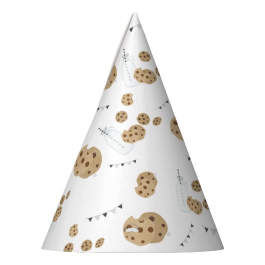 Melk en koekjes eerste verjaardagsfeestje petten feesthoedjes (Links)