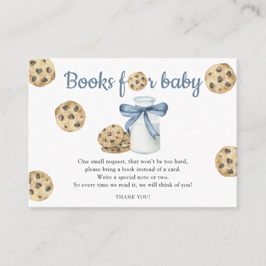Melk en koekjes en stripboeken voor baby informatiekaartje (Voorkant)