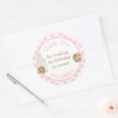 Melk en koekjes feest roze gingham dank u ronde sticker (Envelop)