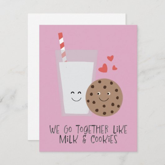 Melk en koekjes feestdagenkaart (Voorkant / Achterkant)