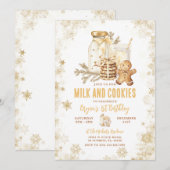 Melk en koekjes Gouden Sneeuwvlok Eerste Verjaarda Kaart (Voorkant / Achterkant)