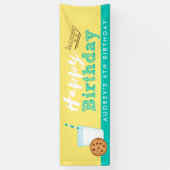 Melk en koekjes Happy Birthday Spandoek (Verticaal)