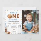 Melk en koekjes Jongen 1e verjaardag uitnodiging (Voorkant)