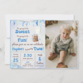 Melk en koekjes jongen 2e verjaardag partij foto kaart (Voorkant)