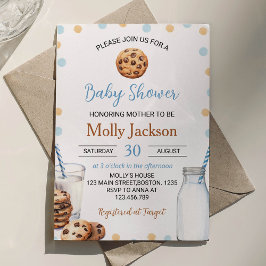 Melk en koekjes Jongen Baby shower Uitnodiging
