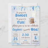 Melk en koekjes jongen eerste verjaardagsfeestje kaart (Voorkant)