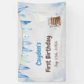 Melk en koekjes jongen eerste verjaardagsfeestje spandoek (Verticaal)