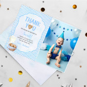 Melk en koekjes jongen verjaardag foto bedankkaart