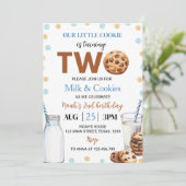 Melk en koekjes Jongen Verjaardag Uitnodiging (Staand voorkant)