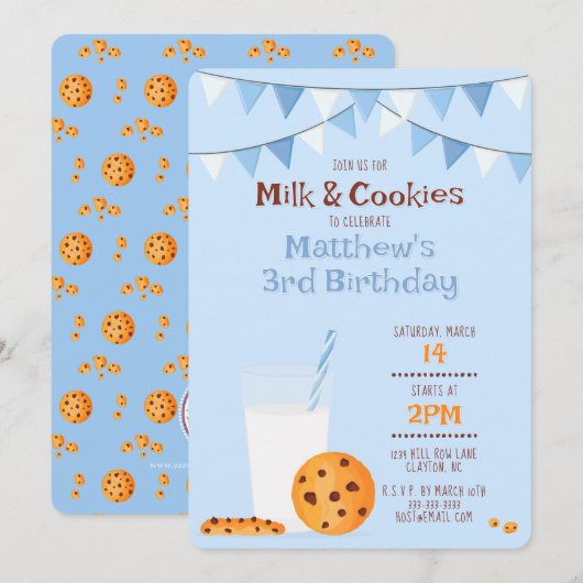 Melk en koekjes kaart (Voorkant / Achterkant)