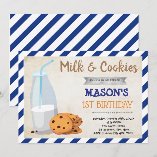 Melk en koekjes kaart (Voorkant / Achterkant)