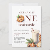 Melk en Koekjes Kerst Eerste Verjaardag Kaart (Voorkant)