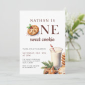 Melk en Koekjes Kerst Eerste Verjaardag Kaart (Staand voorkant)