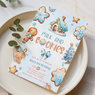 Melk en koekjes kerstjongen verjaardag kaart