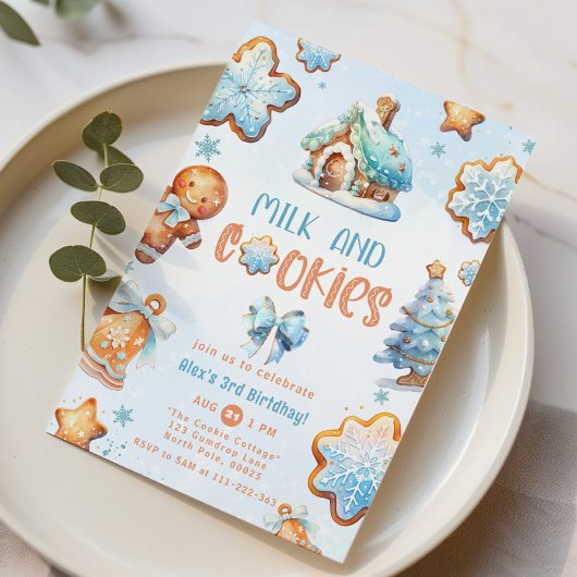 Melk en koekjes kerstjongen verjaardag kaart