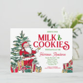 Melk en koekjes Kerstmis INvite Kaart (Staand voorkant)