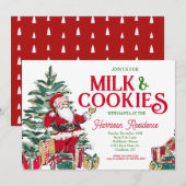 Melk en koekjes Kerstmis INvite Kaart (Voorkant / Achterkant)