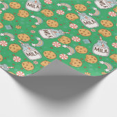 Melk en koekjes kerstpatroon cadeaupapier (Hoek)